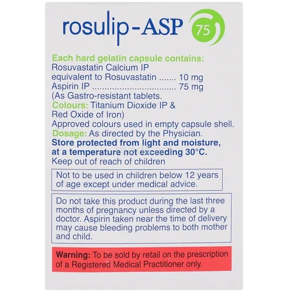 rosulip asp 10/75mg capsule 15's